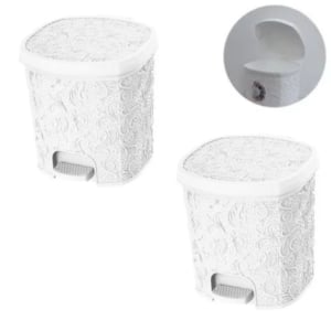 CESTO C/PEDAL 8LTS FLORAL BRANCO (6PÇS)-UNINJET