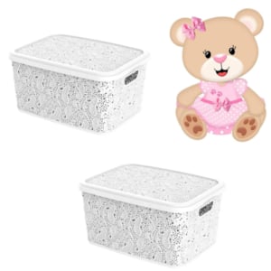 CESTO ORGANIZADOR 5,5LTS FLORAL BRANCO (3PÇS)-UNINJET