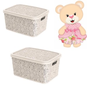 CESTO ORGANIZADOR 10LTS FLORAL PALHA (6PÇS)-UNINJET