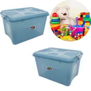 CAIXA ORGANIZADORA MULTIUSO 30LTS UP HOUSE AZUL (3PÇS)-UNINJET