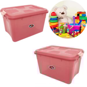 CAIXA ORGANIZADORA MULTIUSO 30LTS UP HOUSE ROSA (3PÇS)-UNINJET