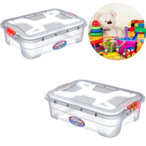 CAIXA ORGANIZADORA MULTIUSO 28LTS TRANSLÚCIDA (3PÇS)-UNINJET