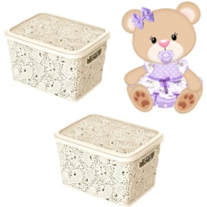 CESTO ORGANIZADOR 5,5LTS FLORAL PALHA (3PÇS)-UNINJET