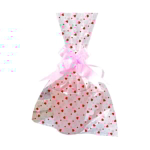 SAQ. P/PRESENTE 15X22 C/50UN TRANSPARENTE CORAÇÕES-GALA