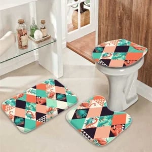 CONJ.DE TAPETES 3PÇS POLIESTER P/BANHEIRO 40X60CM (6PÇS)-NAPOLES