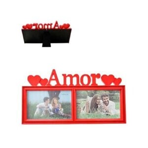 PORTA RETRATO PLASTICO P/ 2 FOTOS AMOR (6 PÇs) – FMART [PR003]