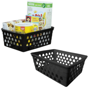 CESTO MULTIUSO EXTRA GRANDE RETANGULAR ALTO PRETO (12PÇS)-UNINJET