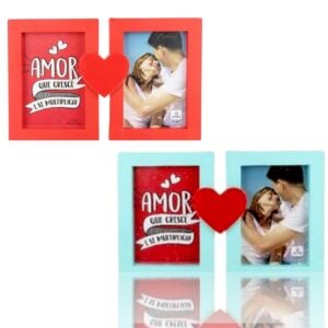 PORTA RETRATO PLÁSTICO CORAÇÃO C/2 FOTOS 10X15CM-JAVICK