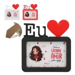 PORTA RETRATO 10X15 EU CORAÇÃO (12PÇS)-WELLMIX