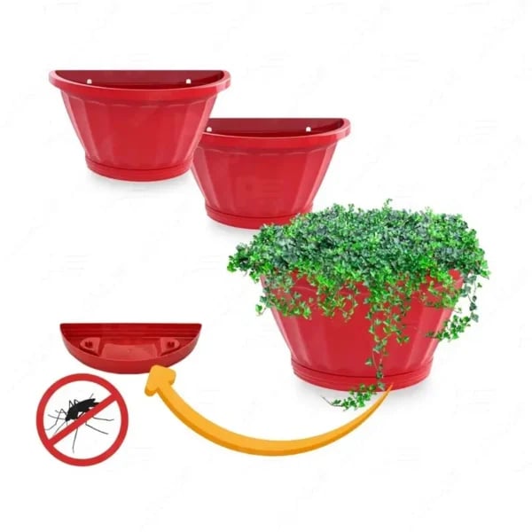 VASO DE PAREDE GRANDE C/PRATO VERMELHO (6PÇS)-UNINJET