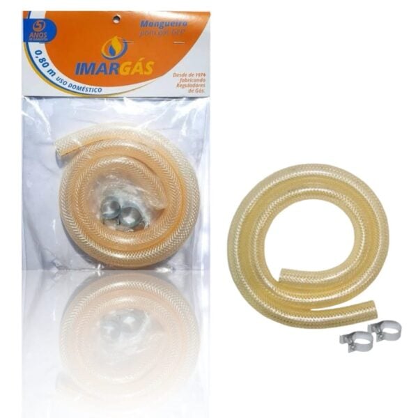 KIT MANGUEIRA P/GÁS GPL DE 0,8M C/ABRAÇADEIRA (12PÇS)-ARIM