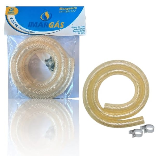KIT MANGUEIRA P/GÁS GPL DE 1,25M C/ABRAÇADEIRA (12PÇS)-ARIM