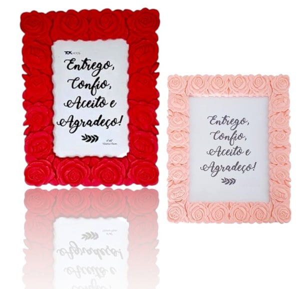 PORTA RETRATO PLÁSTICO FLOR 10X15CM (12PÇS)-JAVICK