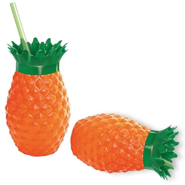 COPO ABACAXI C/CANUDO 500ML (12PÇS)-INJETEMP