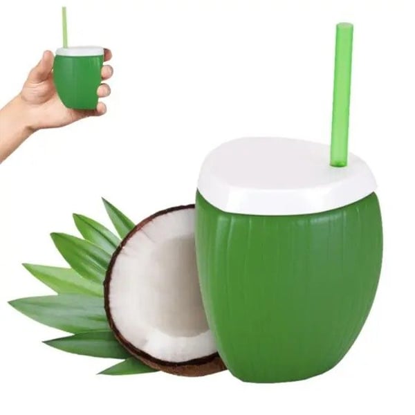 COPO COCO VERDE C/CANUDO 850ML (6PÇS)-INJETEMP