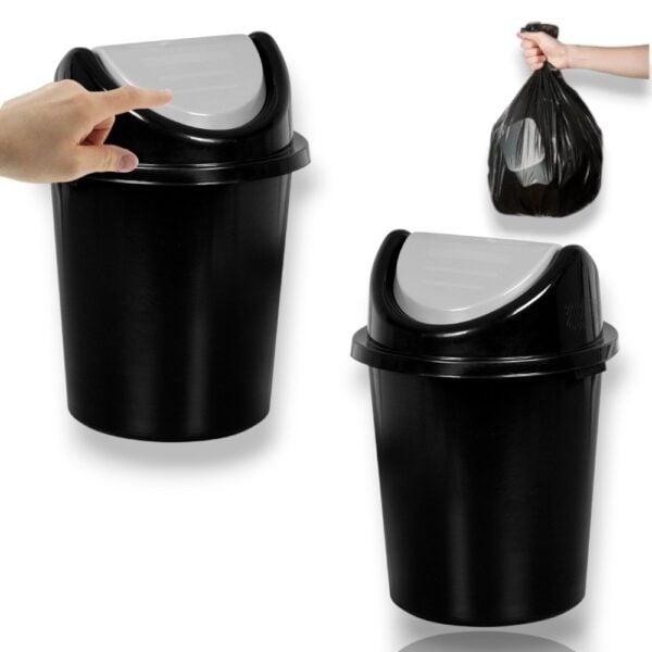 CESTO FECHADO C/TP BASCULANTE 60LTS PRETO (6PÇS)-PLASNEW