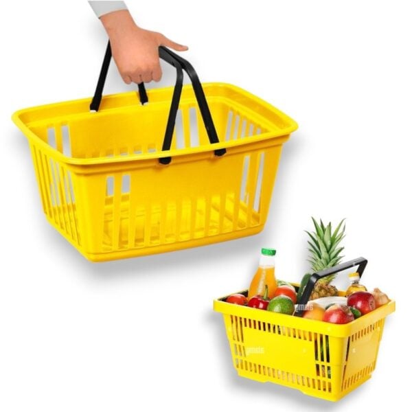 CESTA P/MERCADO AMARELA C/ALÇA 21,4LTS (6PÇS)-PLASNEW
