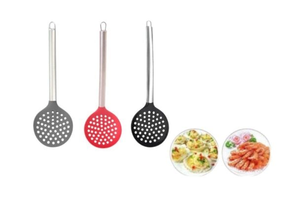 ESCUMADEIRA SILICONE C/CABO INOX 33CM (12PÇS)-TOP ÚTIL