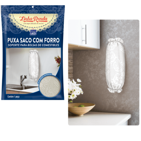 PUXA SACO C/FORRO RENDA (12PÇS)-PLASTLEO
