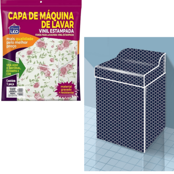 CAPA DE MAQ.LAVAR VINIL ESTAMPADA M (6PÇS)-PLASTLEO