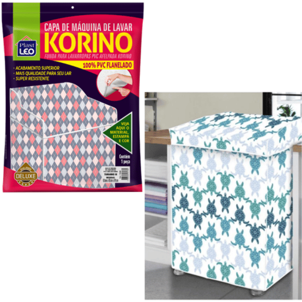 CAPA DE MAQ.LAVAR FLANELADA KORINO ESTAMPADA P (6PÇS)-PLASTLEO