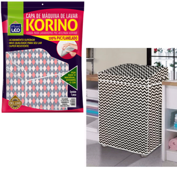 CAPA DE MAQ.LAVAR FLANELADA KORINO ESTAMPADA M (6PÇS)-PLASTLEO