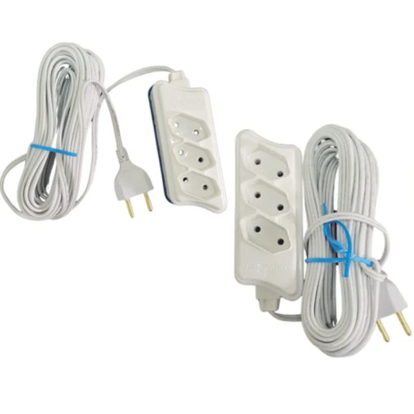 EXTENSÃO MULTIUSO CABO PL 2P 10MTS BRANCA (6PÇS)-COMPOLUX