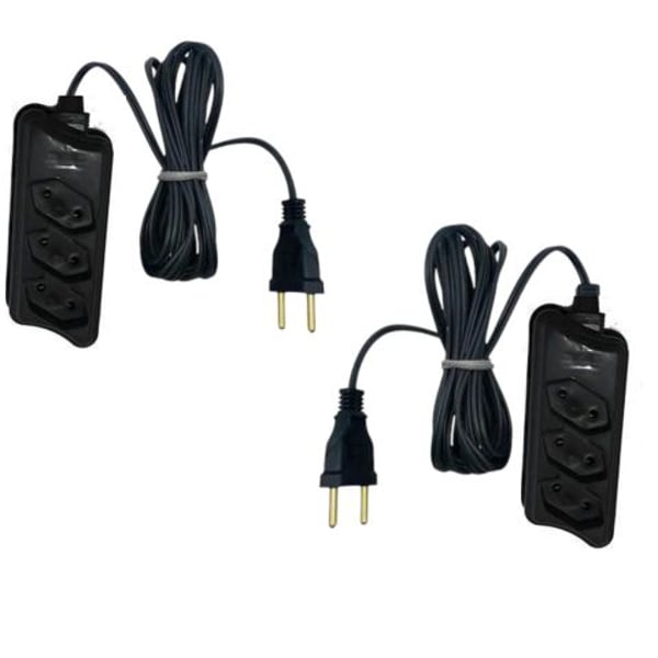 EXTENSÃO 5MTS MULTIUSO CB PL 2P PRETA (12PÇS)-COMPOLUX