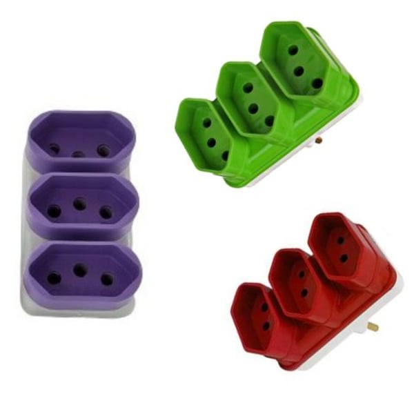ADAPTADOR 3 SAÍDAS COLOR 2P+T FLOWPACK (24PÇS)-COMPOLUX