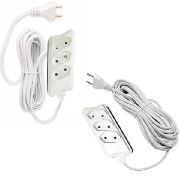 EXTENSÃO 5MTS MULTIUSO CB PP 2P BRANCA (12PÇS)-COMPOLUX
