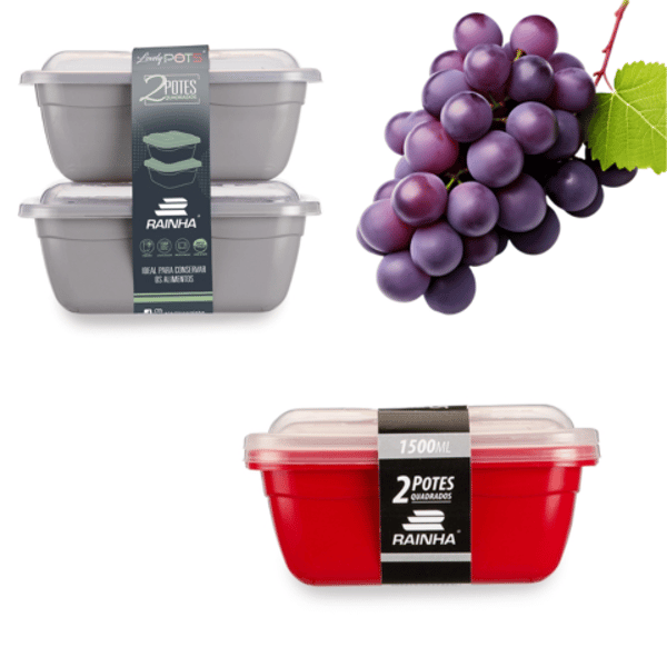 CJ.2 POTES 1500ML QUAD.COLORIDA (12PÇS)-PLÁSTICOS RAINHA