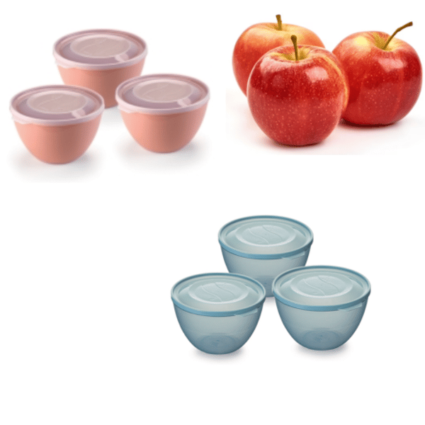 CJ. BOWL C/TAMPA HÉRMETICA 350ML COLORIDA 3PÇS (12CJS)-PLÁSTICOS RAINHA