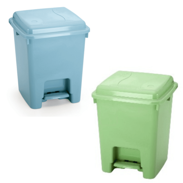 LIXEIRA QUADRADA C/PEDAL 14,5 LTS COLORIDA (6PÇS)-PLÁSTICOS RAINHA