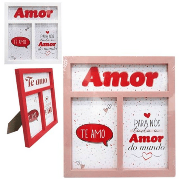 PORTA RETRATO PLÁSTICO DUPLO TE AMO 10X15 (12PÇS)-WELLMIX