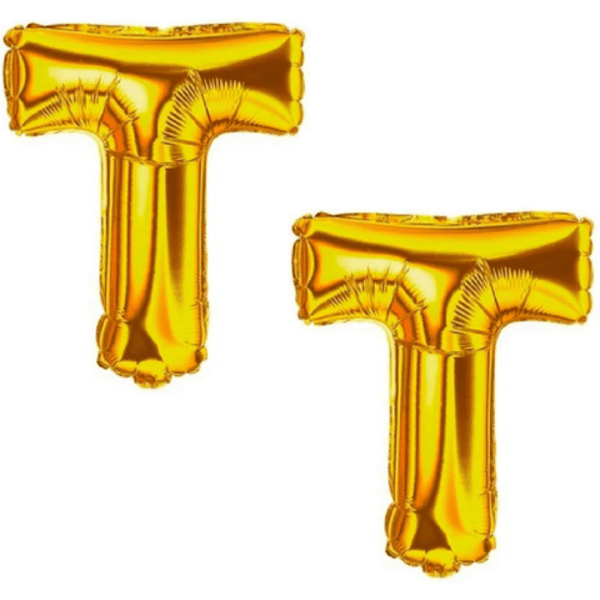BALÃO LETRA T DOURADO (12PÇS)-CABEKLA