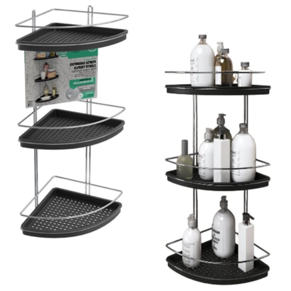 CANTONEIRA TRIPLA C/FUNDO PLÁSTICA PRETO (3PÇS)-STOLF