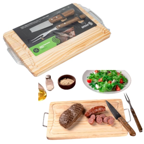 KIT CHURRASCO COM GARFO E FACA-STOLF (3PÇS)-STOLF