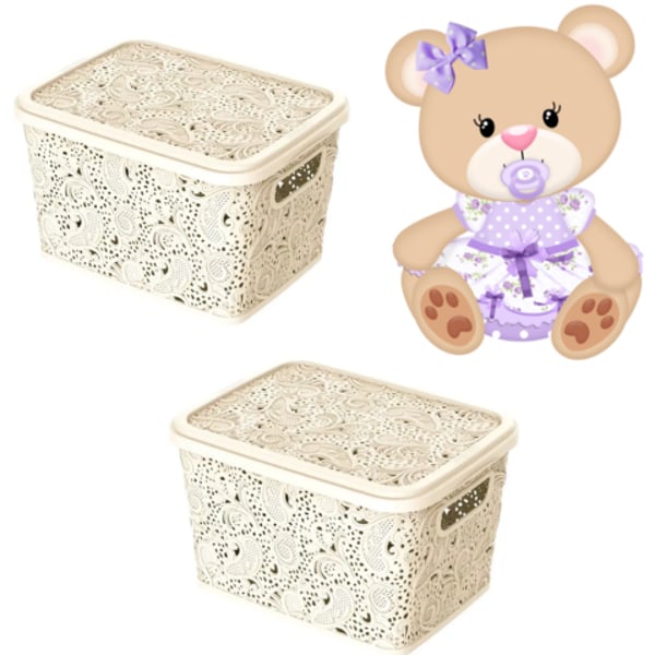 CESTO ORGANIZADOR 5,5LTS FLORAL PALHA (3PÇS)-UNINJET