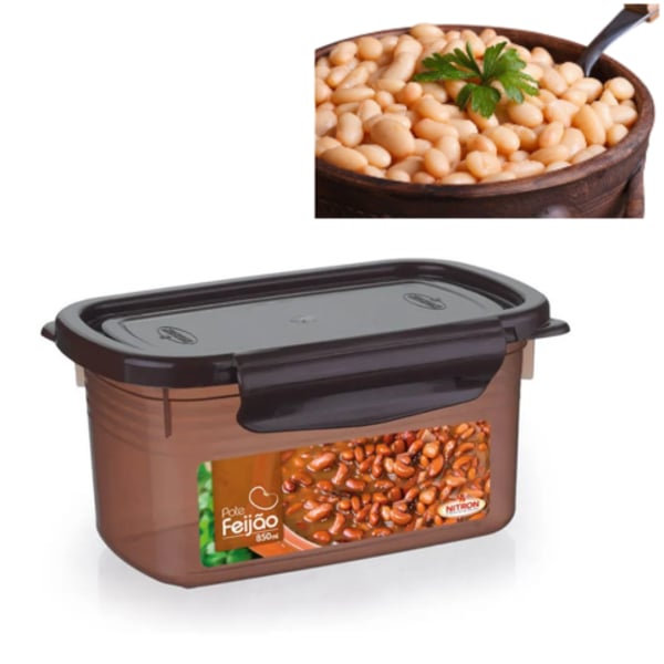 POTE FEIJÃO C/TRAVAS 850ML (12PÇS)-NITRON