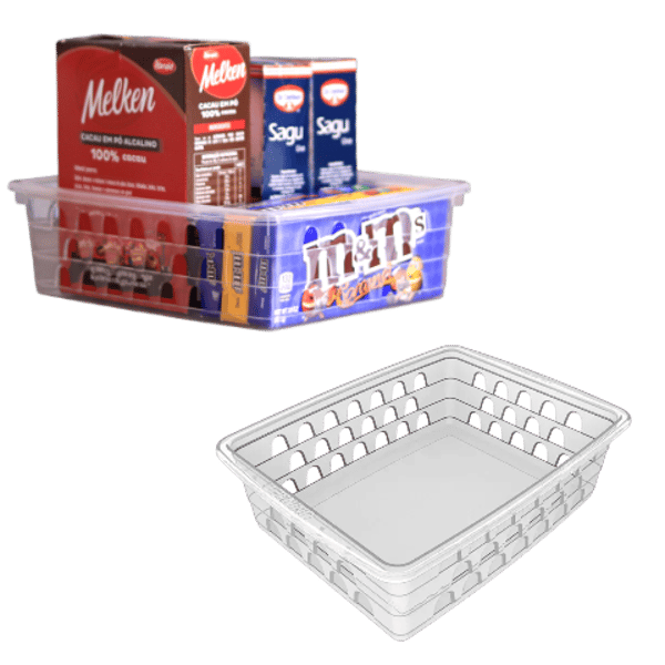 CESTO MULTIUSO MÉDIO TRANSPARENTE (12PÇS)-UNINJET