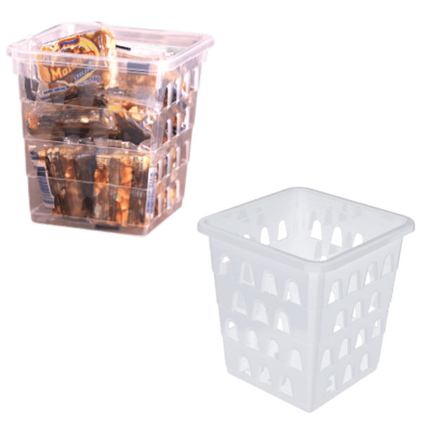 CESTO MULTIUSO PEQUENO QUADRADO TRANSPARENTE (12PÇS)-UNINJET