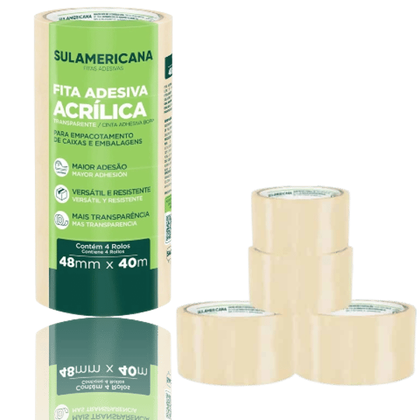 FITA ADESIVA ACRILICA TRANSPARENTE 48MM X 40M (CX120)-SULAMERICANA