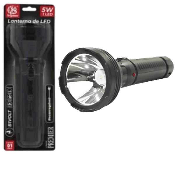 LANTERNA DE LED 5W  BIVOLT/RECARREGÁVEL (6PÇS)-SQ QUALIDADE