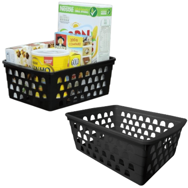 CESTO MULTIUSO EXTRA GRANDE RETANGULAR ALTO PRETO (12PÇS)-UNINJET