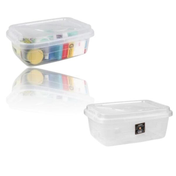 CAIXA ORGANIZADORA RETANGULAR TRANSP.5LTS C/TRAVA (12PÇS)-INPLAST
