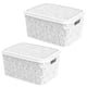CESTO ORGANIZADOR 17LTS FLORAL BRANCO (3PÇS)-UNINJET