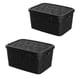 CESTO ORGANIZADOR 17LTS FLORAL PRETO (3PÇS)-UNINJET