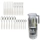 JG DE TALHERES INOX BRANCO 25PÇS C/JARRA DE VIDRO (3PÇS)-LET ÚTIL