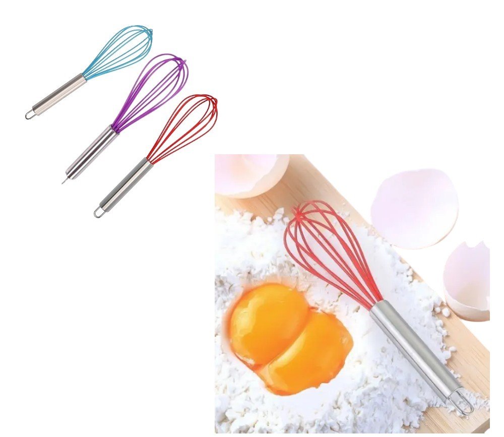 BATEDOR DE OVOS INOX SILICONE 25CM (24PÇS)-TOP ÚTIL