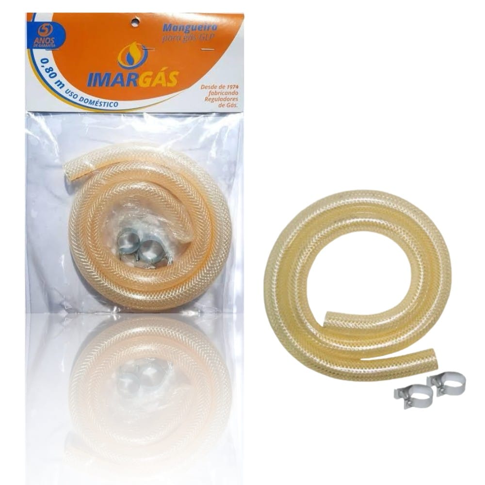 KIT MANGUEIRA P/GÁS GPL DE 0,8M C/ABRAÇADEIRA (12PÇS)-ARIM